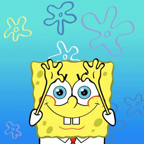 A Cartoon Drawing Of Spongebob Squarepants Covering His Face With His Hands GIF