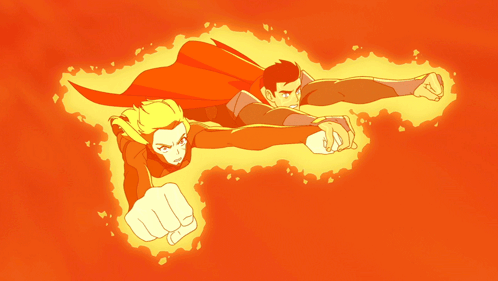 A Cartoon Drawing Of Superman And Lois Lane GIF