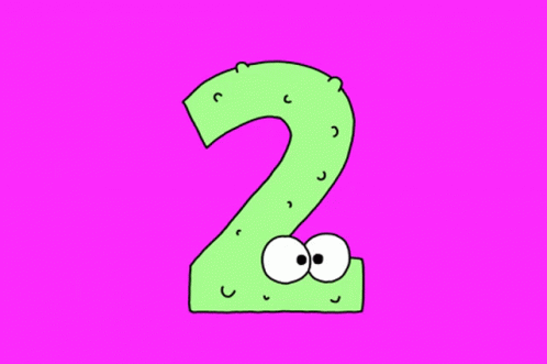 A Cartoon Drawing Of The Number 2 With Googly Eyes On A Pink Background GIF