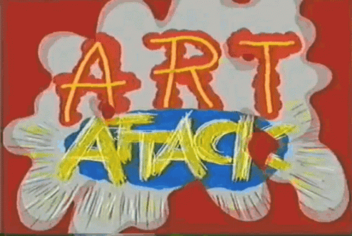 A Cartoon Drawing Of The Words Art Attack GIF