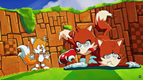 A Cartoon Drawing Of Three Foxes One Of Which Has A Spiral In His Eyes GIF