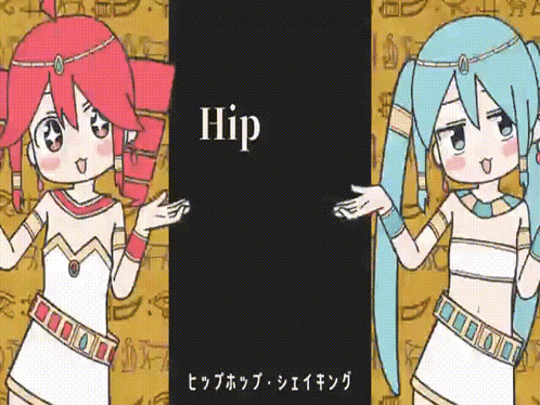 a cartoon drawing of two girls with the word hip written on it