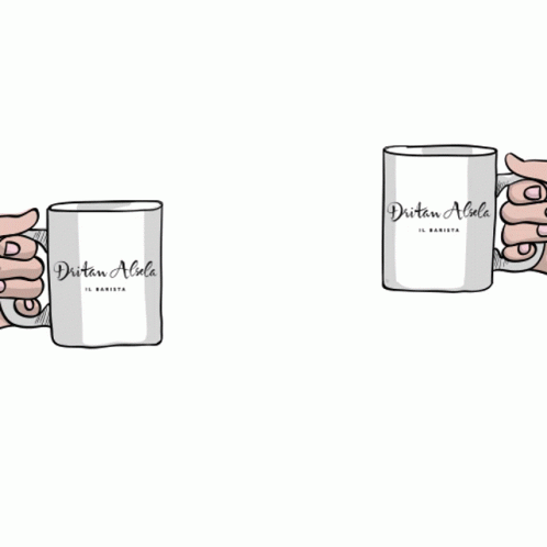 A Cartoon Drawing Of Two Hands Holding Coffee Mugs That Say " Happy Friendship Day " GIF