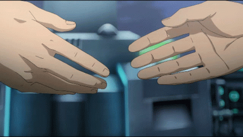 A Cartoon Drawing Of Two Hands Reaching Out GIF