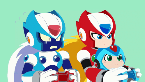 A Cartoon Drawing Of Two Robots Playing A Game GIF