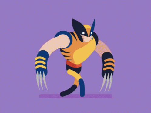 A Cartoon Drawing Of Wolverine With Claws Extended GIF