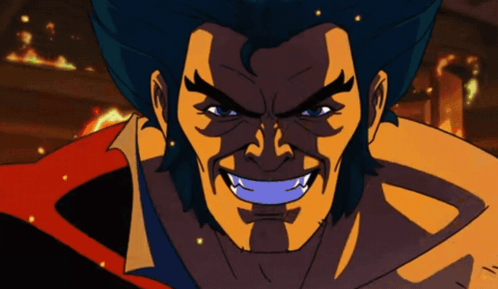 A Cartoon Drawing Of Wolverine With Sharp Claws On His Hands GIF