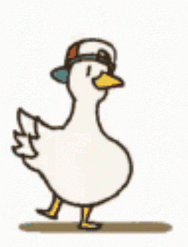 A Cartoon Duck Is Wearing A Hat And Goggles . GIF