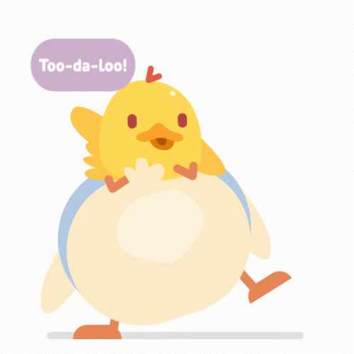 A Cartoon Duck Says Too-Da-Loo In A Speech Bubble GIF