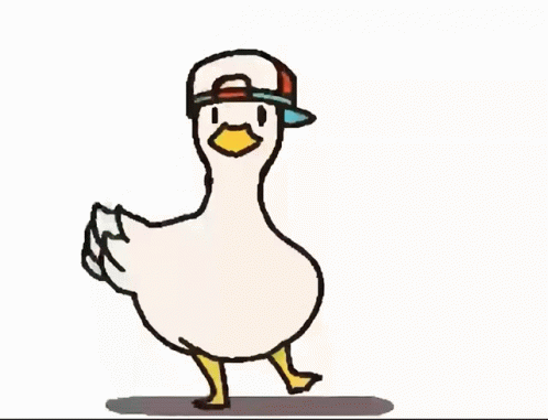 A Cartoon Duck Wearing A Baseball Cap And Goggles GIF