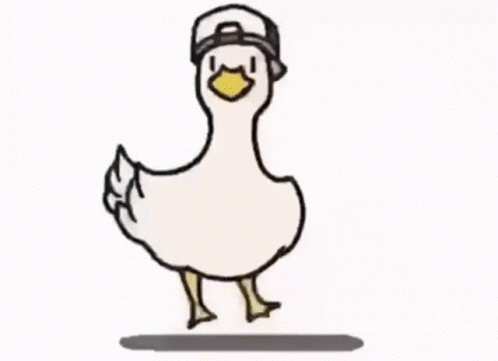 A Cartoon Duck Wearing A Mask And A Hat Is Walking . GIF