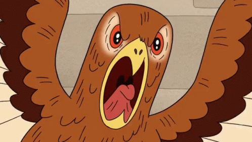 A Cartoon Eagle With Its Wings Spread And Its Mouth Open GIF
