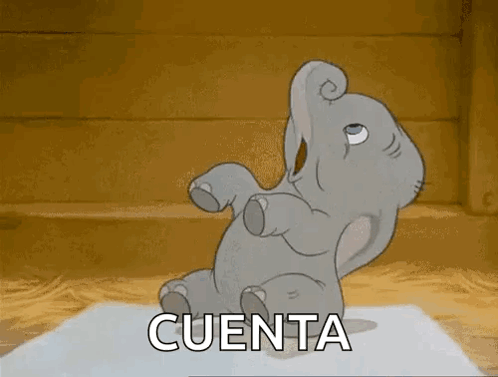 A Cartoon Elephant Is Sitting On Its Back On A Piece Of Paper With The Word Cuenta In Front Of It . GIF
