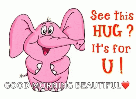A Cartoon Elephant Says " See This Hug It 'S For U " GIF