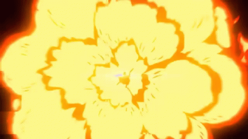 A Cartoon Explosion With A Person In The Middle GIF
