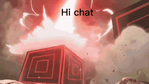 A Cartoon Explosion With The Words Hi Chat On The Bottom GIF