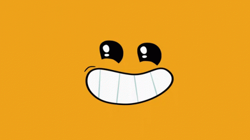 A Cartoon Face With A Big Smile And A Star On It 'S Eyes GIF