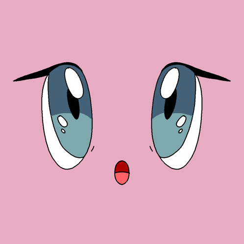 A Cartoon Face With Blue Eyes And A Red Mouth GIF