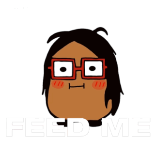 A Cartoon Face With Glasses And The Words Feed Me GIF