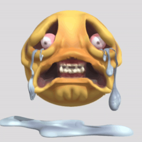 A Cartoon Face With Tears Coming Out Of Its Eyes GIF