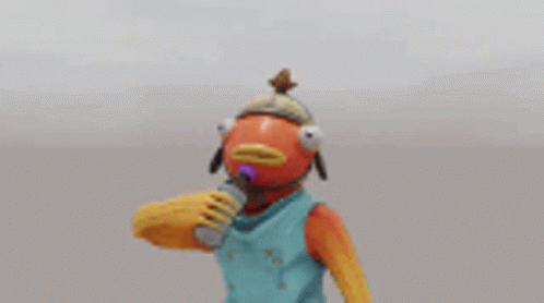 A Cartoon Fish Is Drinking From A Purple Bottle . GIF