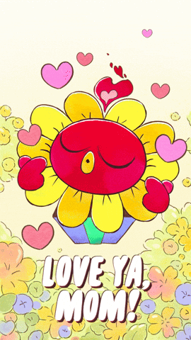 A Cartoon Flower With Hearts And The Words Love Ya Mom Below It GIF