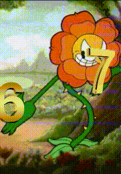 A Cartoon Flower With The Number 7 On Its Head GIF