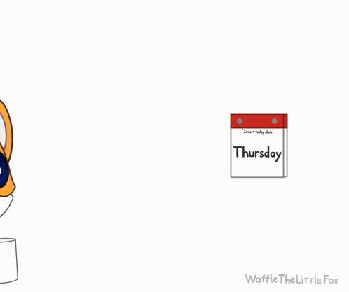 A Cartoon Fox Holding A Cup Of Coffee And A Calendar That Says Friday GIF