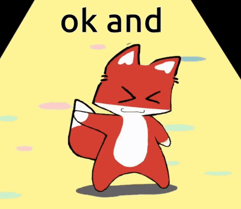 A Cartoon Fox Is Dancing With The Words Ok And Above Him GIF