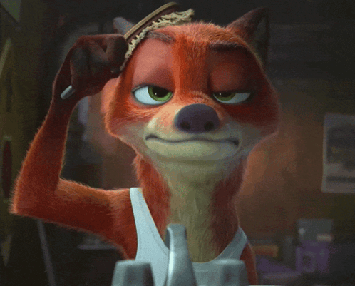 A Cartoon Fox Is Holding A Brush In Its Hand GIF