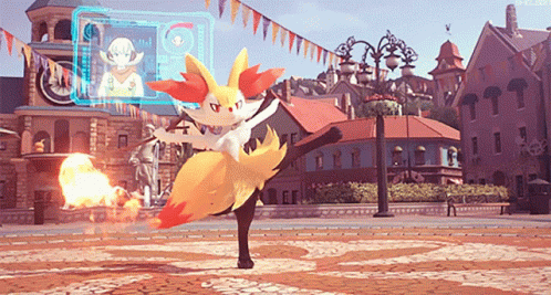 Fox Standing By Clock Tower With Fireball Tail GIF