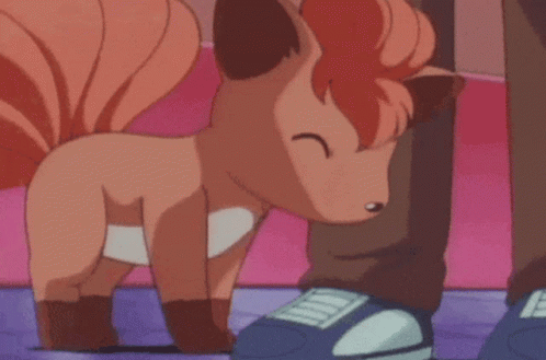 Cartoon Fox Smiling Next To Person's Feet GIF