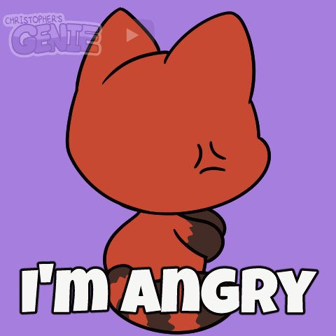 A Cartoon Fox Says I 'M Angry In White Letters GIF