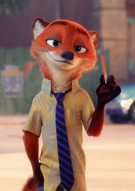 A Cartoon Fox Wearing A Yellow Shirt And Blue Tie Is Giving The Middle Finger GIF