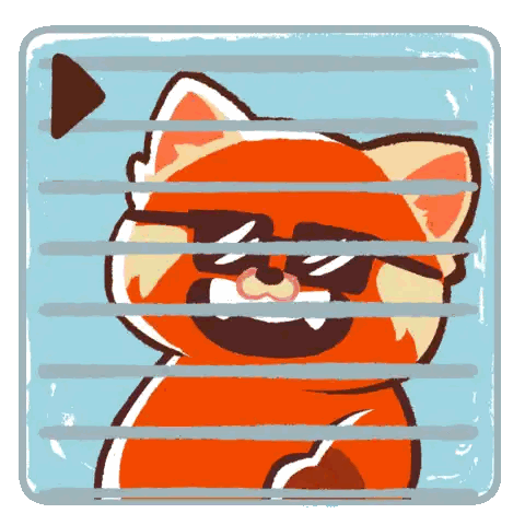 a cartoon fox wearing sunglasses behind bars
