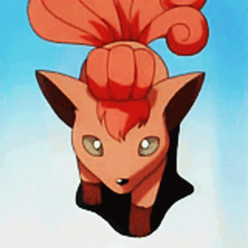 Cartoon Fox With Red Tail Looking Up GIF