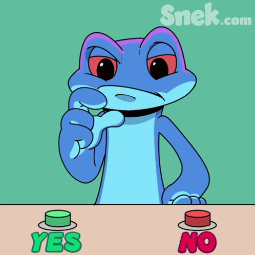 A Cartoon Frog Is Giving A Thumbs Up With A Yes Button And A No Button GIF