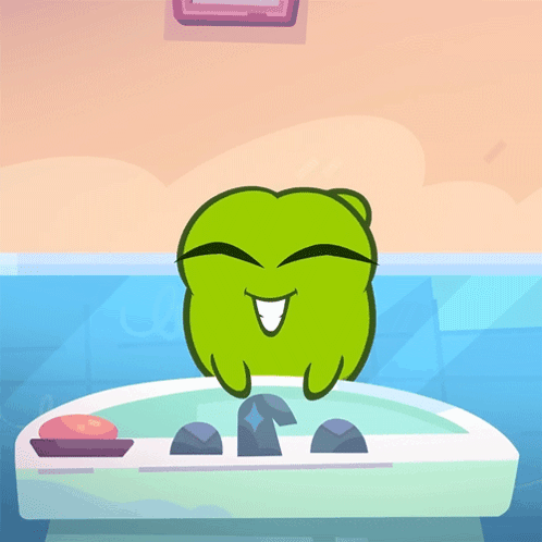 A Cartoon Frog Is Sitting In A Sink With A Soap Dish GIF
