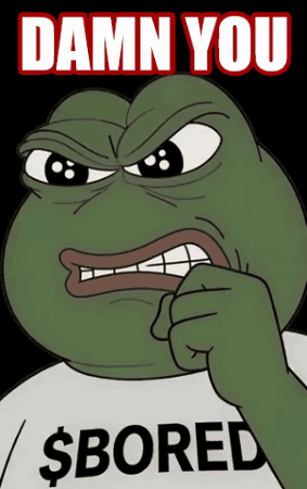 A Cartoon Frog Is Wearing A Shirt That Says Damn You $Bored GIF