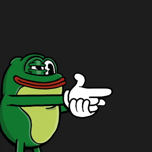 A Cartoon Frog Pointing At Something With The Word Pow Written Below It GIF