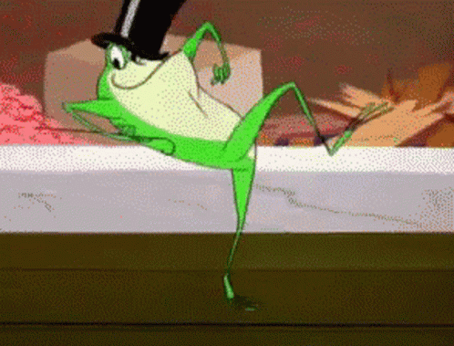 A Cartoon Frog Wearing A Top Hat And Dancing GIF