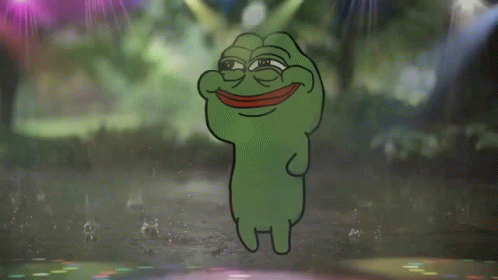 A Cartoon Frog With A Red Mouth Is Dancing In The Rain GIF