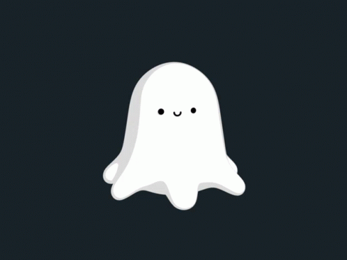 A Cartoon Ghost With Two Faces On It GIF