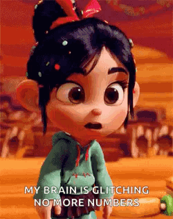 A Cartoon Girl From The Movie Winnie The Pooh Is Standing In Front Of A Wooden Table . GIF
