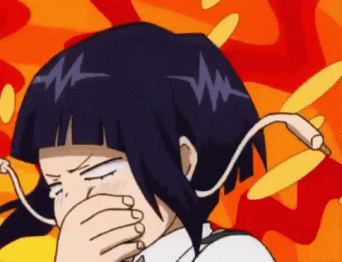 A Cartoon Girl Is Covering Her Mouth With Her Hand While Crying . GIF