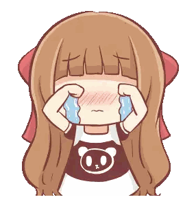 a cartoon girl is crying with her eyes closed