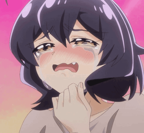 A Cartoon Girl Is Crying With Tears Running Down Her Face GIF