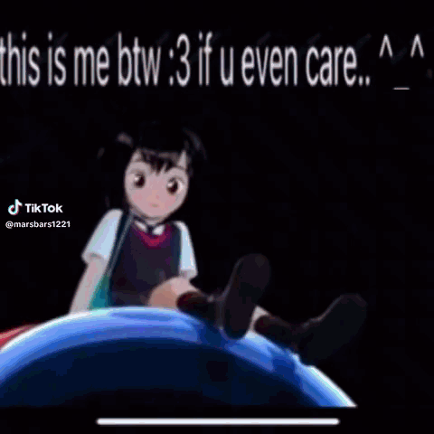 A Cartoon Girl Is Holding Her Hand To Her Forehead With The Words `` This Is Me Btw 3 If U Even Care . '' GIF