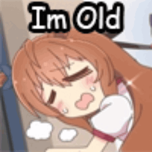 a cartoon girl is laying down and crying with the words `` i 'm old '' .