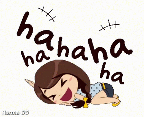 A Cartoon Girl Is Laying On The Floor Laughing With The Words Ha Ha Ha Ha Ha Written Above Her GIF